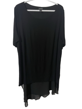 Ronen Chen Black Asymmetrical Tiered Dress Size 8